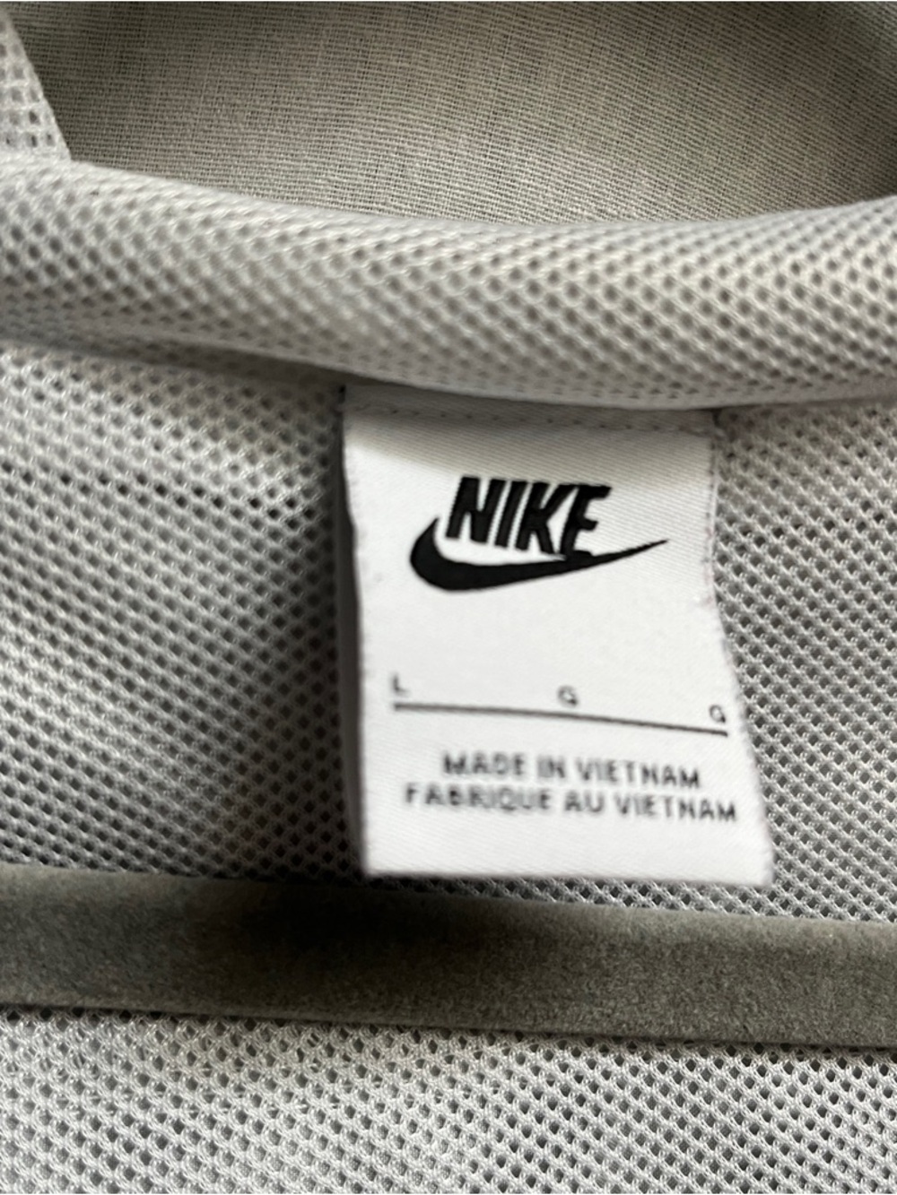 Nike Air Light Gray Hooded Mesh Windbreaker Jacket Sz L - No Zipper - Picture 3 of 8